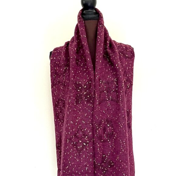 Louis Vuitton Wool Wrap Medallion Logomania Burgundy Purple Reversible S… - Picture 5 of 10